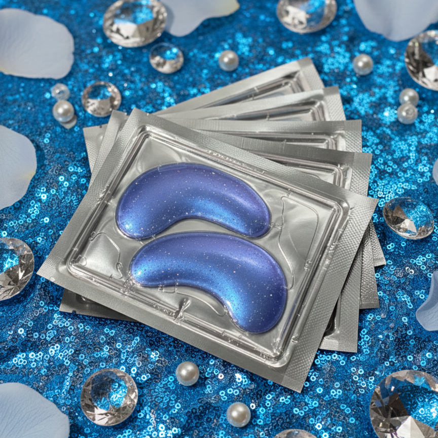 Instantly refresh and de-puff with our Sapphire Chill Collagen Eye Masks. In just 15 minutes, this advanced cooling hydrogel, infused with marine vegan collagen and dual-weight Hyaluronic Acid, firms the delicate under-eye area and provides a deep moisture surge for a plump, revitalized finish. The striking electric blue glitter finish makes these the ultimate high-impact, camera-ready accessory for your skincare routine and GRWM videos.